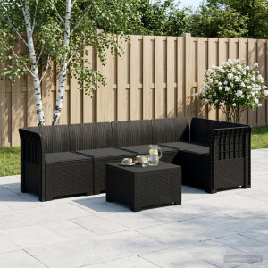 vidaXL 5-Zits Tuin Sofa met Kussens Rattan Look PP Antraciet