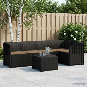 vidaXL 5-Zits Tuin Sofa met Kussens Rattan Look PP Antraciet