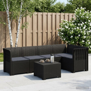 vidaXL 5-Zits Tuin Sofa met Kussens Rattan Look PP Antraciet