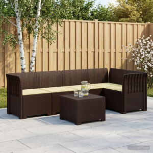 vidaXL 5-Zits Tuin Sofa met Kussens Rattan Look PP Bruin