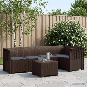 vidaXL 5-Zits Tuin Sofa met Kussens Rattan Look PP Bruin