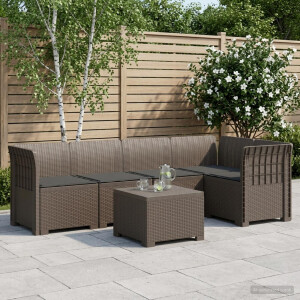vidaXL 5-Zits Tuin Sofa met Kussens Rattan Look PP Lichtgrijs
