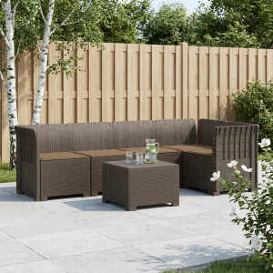 vidaXL 5-Zits Tuin Sofa met Kussens Rattan Look PP Lichtgrijs