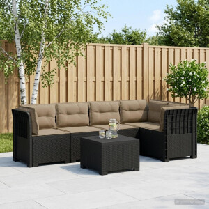 vidaXL 5-Zits Tuin Sofa met Kussens Rattan Look PP Antraciet