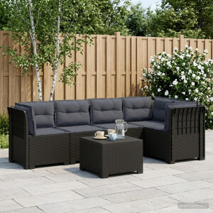 vidaXL 5-Zits Tuin Sofa met Kussens Rattan Look PP Antraciet