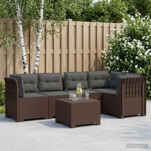 vidaXL 5-Zits Tuin Sofa met Kussens Rattan Look PP Bruin
