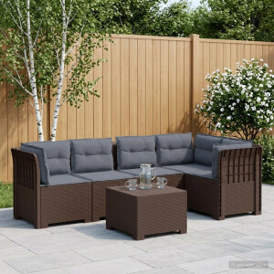 vidaXL 5-Zits Tuin Sofa met Kussens Rattan Look PP Bruin