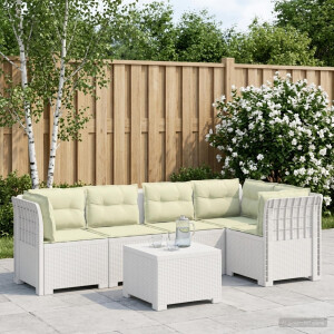 vidaXL 5-Zits Tuin Sofa met Kussens Rattan Look PP Wit