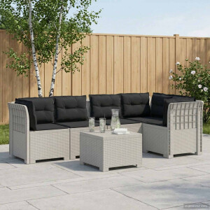 vidaXL 5-Zits Tuin Sofa met Kussens Rattan Look PP Wit