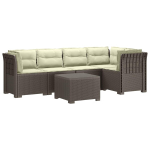 vidaXL 5-Zits Tuin Sofa met Kussens Rattan Look PP Lichtgrijs