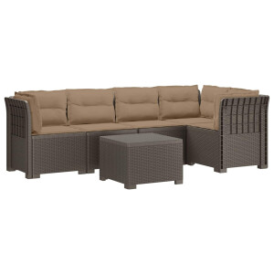 vidaXL 5-Zits Tuin Sofa met Kussens Rattan Look PP Lichtgrijs