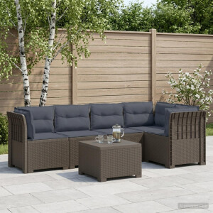 vidaXL 5-Zits Tuin Sofa met Kussens Rattan Look PP Lichtgrijs