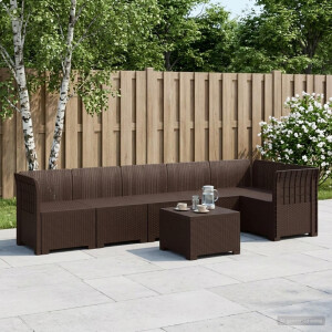 vidaXL 6-Zits Tuin Sofa Rattan Look PP Bruin