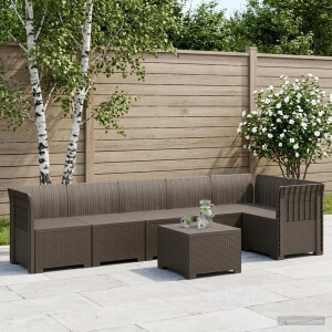 vidaXL 6-Zits Tuin Sofa Rattan Look PP Lichtgrijs