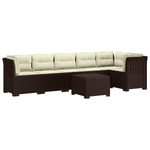 vidaXL 6-Zits Tuin Sofa met Kussens Rattan Look PP Bruin