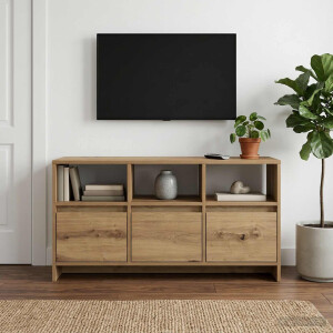 vidaXL Tv-meubel 102 x 37,5 x 52,5 cm Artisanaal eiken Bewerkt hout