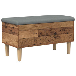 vidaXL Opbergbank met kussen Eikenhout 82 x 42 x 46 cm Bewerkt hout