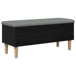vidaXL Opbergbank met kussen Zwart eiken 102 x 42 x 46 cm Bewerkt hout