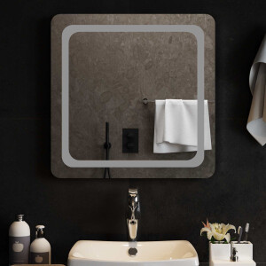 vidaXL LED Badkamer Spiegel Transparant 60 x 60 cm gehard glas