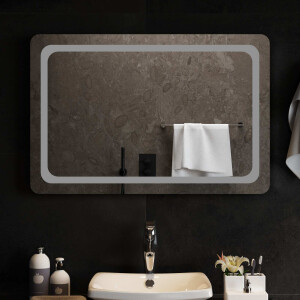 vidaXL LED Badkamer Spiegel Transparant 90 x 60 cm gehard glas