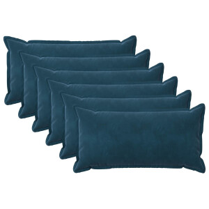 vidaXL Kussen met kussen HOUTEN 6 st Blauw fluweel