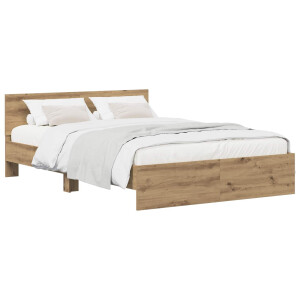 vidaXL Bedframe met Hoofdeinde Artisanaal eiken 160 x 200 cm