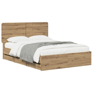 vidaXL Bed Frame with Storage and Headboard Artisan Oak 120 x 200 cm