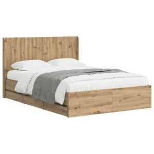 vidaXL Bedframe met opbergruimte en hoofdbord Artisan Oak 140 x 190 cm