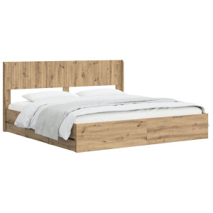 vidaXL Bedframe met opbergruimte en hoofdbord Artisan Oak 180 x 200 cm