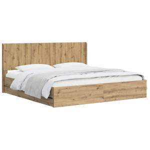 vidaXL Bedframe met opbergruimte en hoofdbord Artisan Oak 180 x 200 cm