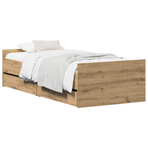 vidaXL Bedframe Artisanaal eiken 100 x 200 cm Bewerkt hout