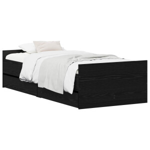 vidaXL Bedframe Zwart eiken 90 x 200 cm Bewerkt hout