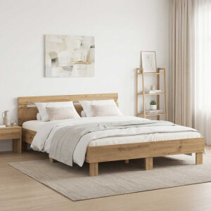 vidaXL Bedframe Artisanaal eiken 120 x 190 cm Bewerkt hout