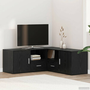 vidaXL Hoekkast met lade Zwart eiken 200 x 40 x 45 cm Bewerkt hout