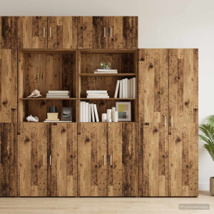vidaXL Opbergkast met Planken Oud hout 70 x 42,5 x 225 cm Bewerkt hout