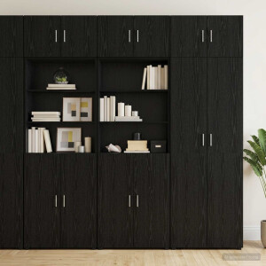 vidaXL Opbergkast met Planken Zwart eiken 70 x 42,5 x 225 cm