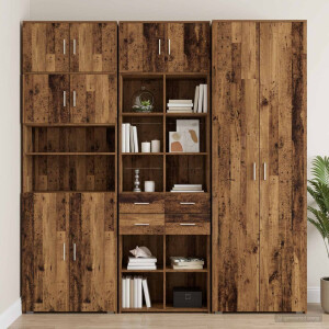 vidaXL Opbergkast met Planken Oud hout 70 x 42,5 x 225 cm Bewerkt hout