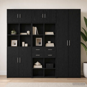 vidaXL Opbergkast met Planken Zwart eiken 70 x 42,5 x 225 cm