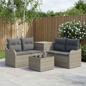 vidaXL Bankstel 6 st Grijs en Donkergrijs Poly Rattan en Staal