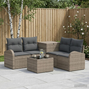 vidaXL Bankstel 6 st Grijs en Donkergrijs Poly Rattan en Staal