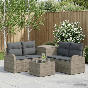 vidaXL Bankstel 6 st Grijs en Donkergrijs Poly Rattan en Staal