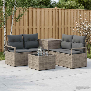 vidaXL Bankstel 6 st Grijs en Donkergrijs Poly Rattan en Staal