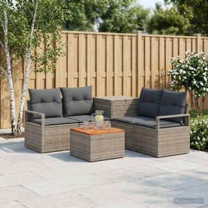 vidaXL Bankstel 6 st Grijs en Donkergrijs Poly Rattan en Staal