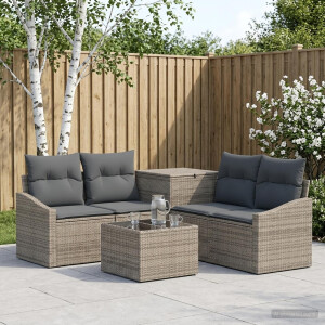 vidaXL Bankstel 6 st Grijs en Donkergrijs Poly Rattan en Staal