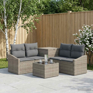 vidaXL Bankstel 6 st Grijs en Donkergrijs Poly Rattan en Staal