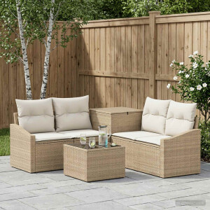 vidaXL Bankstel 6 st Beige en Crème Wit Poly Rattan en Staal