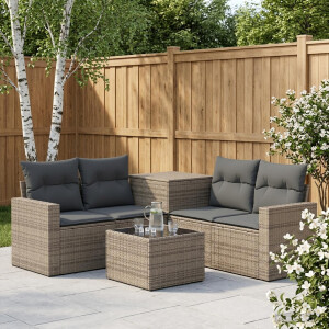 vidaXL Bankstel 6 st Grijs en Donkergrijs Poly Rattan en Staal