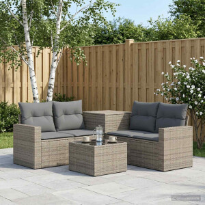vidaXL Bankstel 6 st Grijs en Donkergrijs Poly Rattan en Staal