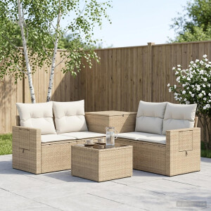 vidaXL Bankstel 6 st Beige en Crème Wit Poly Rattan en Staal