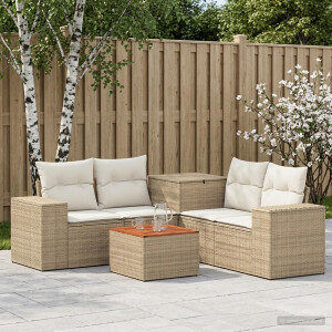 vidaXL Bankstel 6 st Beige en Crème Wit Poly Rattan en Staal
